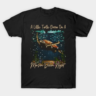 A Little Turtle Dovin on a Mason Dixon Night Turtle Swimming T-Shirt